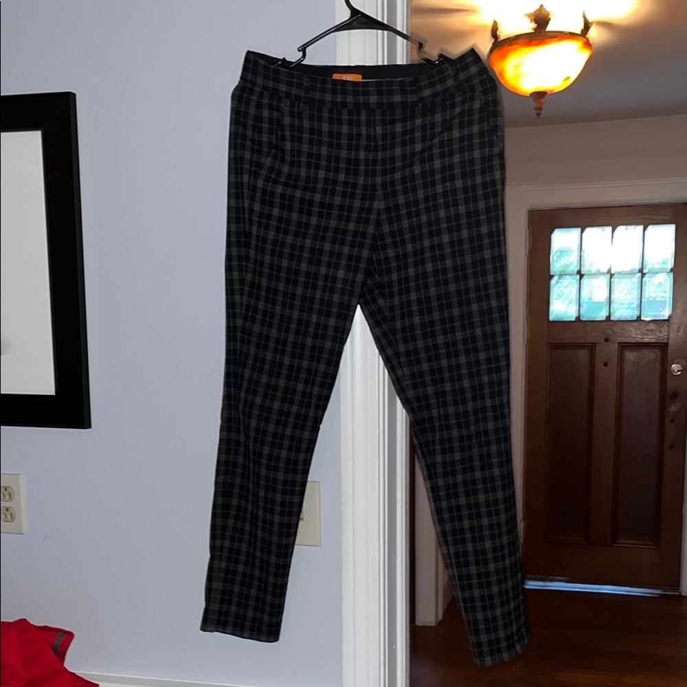 Joe Fresh Black Plaid Women's Straight Leg Pants